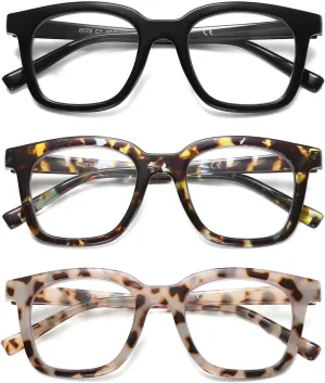Oversized Reading Glasses For Women Blue Light Blocking Square Computer Reader Stylish Unbreakable Large Eyewear LK6078