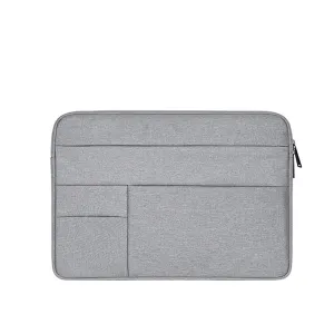 Oxford Cloth Water Repellent Laptop Sleeve Case Bag Cover with Pocket Compatible 13-13.3 Inch MacBook Pro/Air, Multi-Object Bag, Large Capacity, Gray (Laptop Bag)