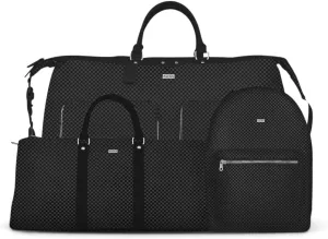 Packs Travel - Executive 3-Piece Luggage Business Travel Set - 100% Vegan Leather, Soft Side, TSA Carry-On Approved - Weekender Shoulder Tote, Overnight Duffle Bag, Backpack Laptop Purse (Lux Black)