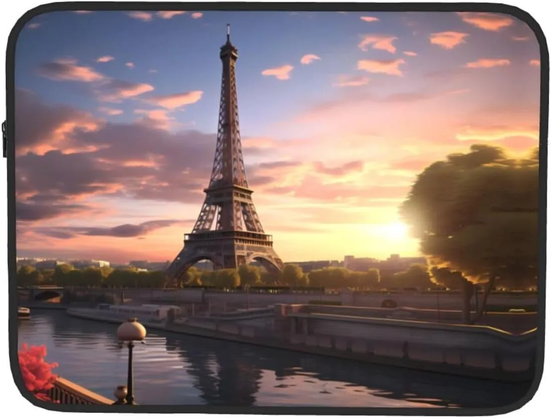 Paris Eiffel Tower France Pattern Shockproof Portable Laptop 15 inch Sleeve Bag for Men and Women - Ideal for Business Travel, School, and Daily Use