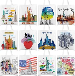 Paterr 12 Pcs New York Souvenirs and Gifts Canvas Tote Bags Grocery Shopping Bag NYC Souvenirs Gifts for Women City Travel