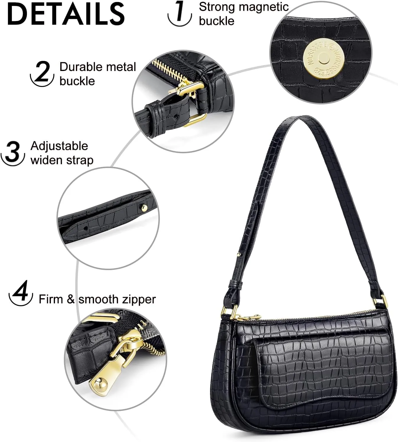Peacocktion Shoulder Bag for Women Trendy Small Vegan Leather Crossbody Purses Handbags
