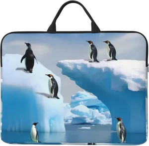 Penguins On The Iceberg Laptop Case Sleeve 14 inch Shockproof Protective Notebook Case Travel Laptop Bag with Handle Waterproof Computer Cover Briefcase Handbags for Men Women