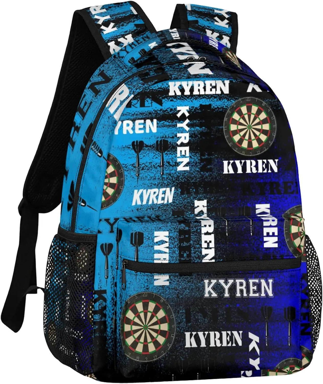 Personalized Darts Backpack, Customized Sports Bag Backpack for Men Women, Custom Name Laptop Backpacks Travel Camping Daypack, Blue