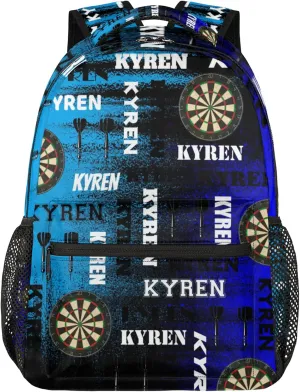 Personalized Darts Backpack, Customized Sports Bag Backpack for Men Women, Custom Name Laptop Backpacks Travel Camping Daypack, Blue
