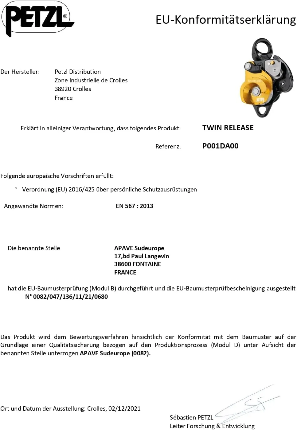 PETZLDouble Blocking Carruccole Unlockable for Recovery Systems