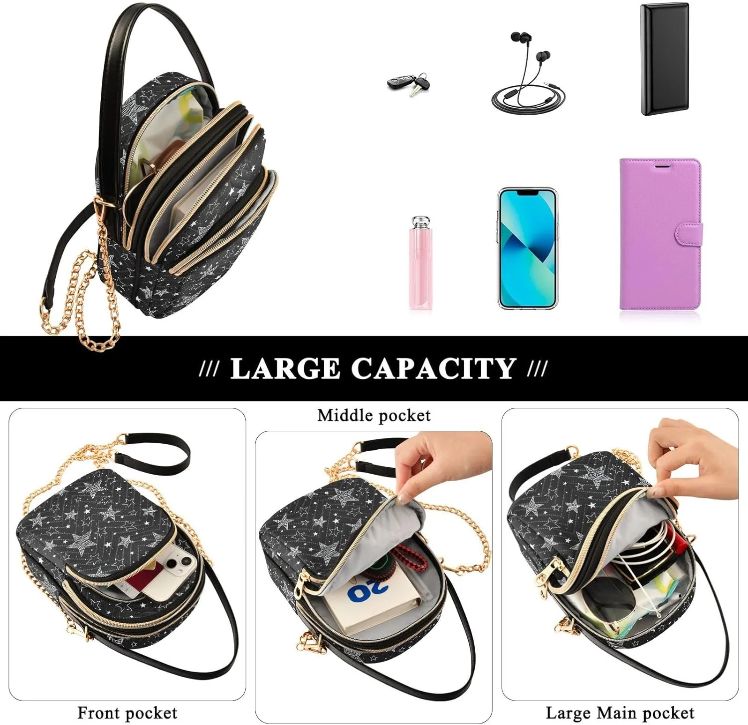 Phone Purse Women Small Cell Wallet Crossbody Bags Women's Crossbody Handbags Mini Shoulder Bag Quatrefoil Teal