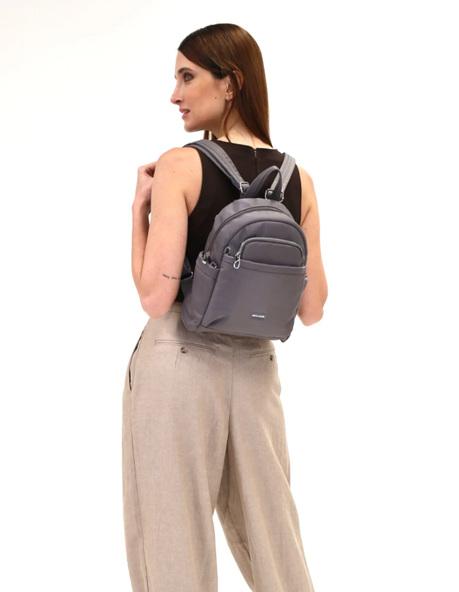 Pierre Cardin Nylon Anti-Theft Backpack in Grey
