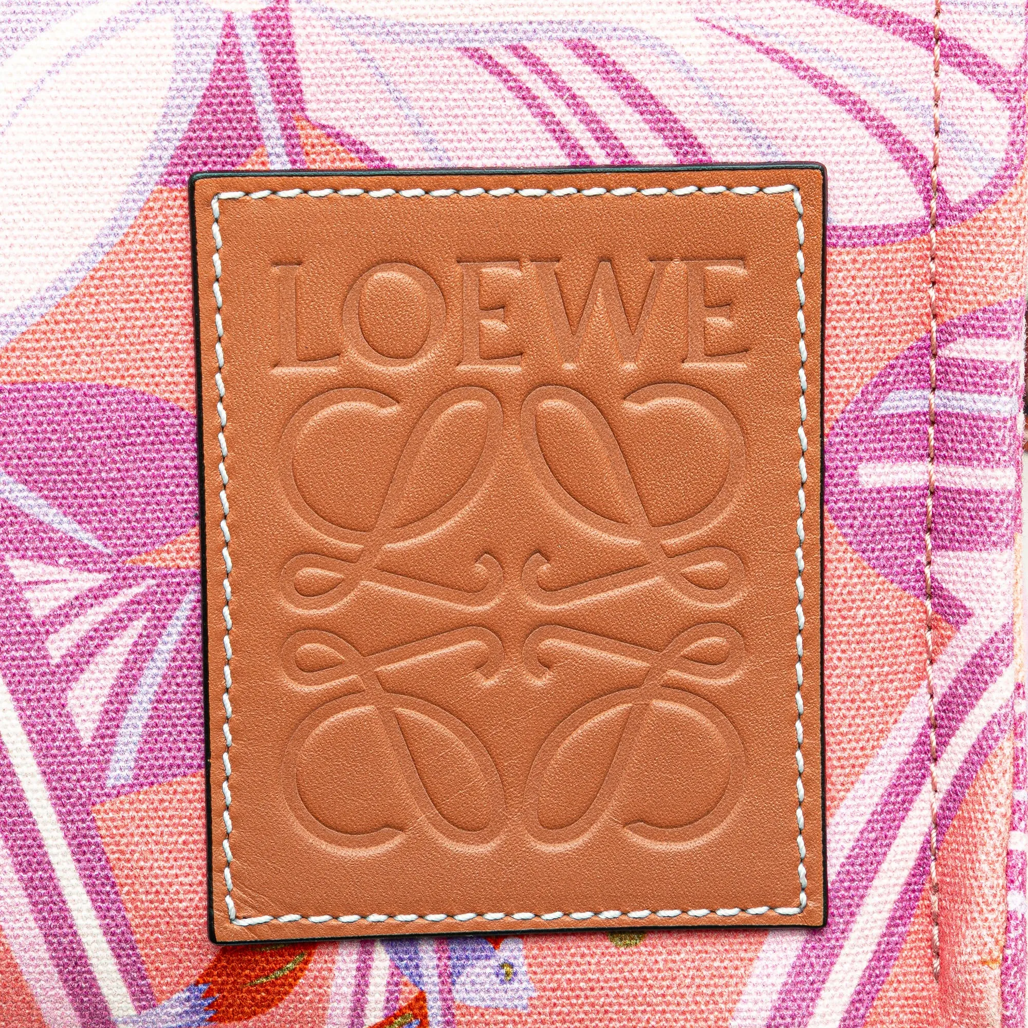 Pink LOEWE Paulas Ibiza Small Canvas Waterlily Print Cushion Tote