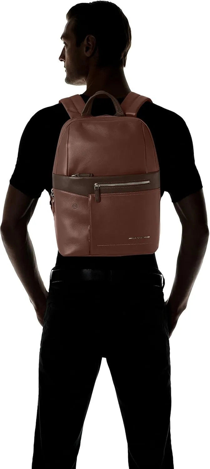 Piquadro Unisex Cary Unisex Leather Dark Brown Backpack Brown
