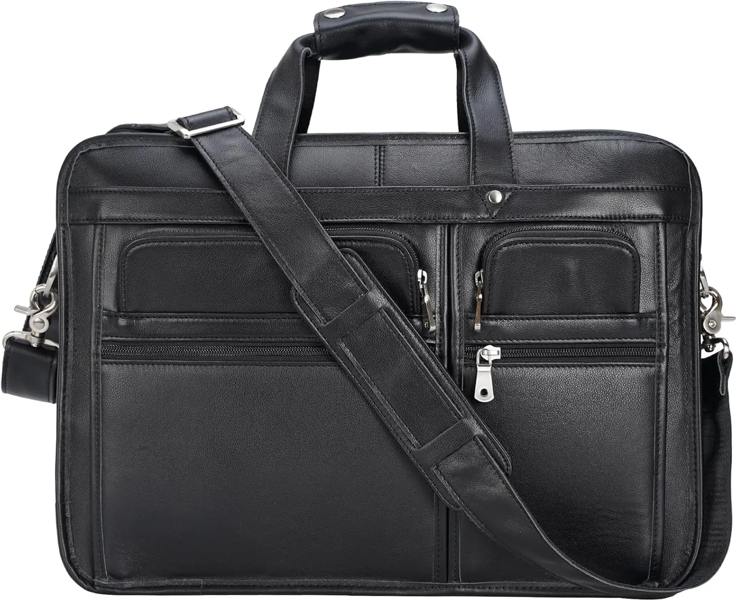 Polare 17'' Napa Leather Briefcase Laptop Attache Case Messenger Bag For Men Fits 15.6'' Laptop