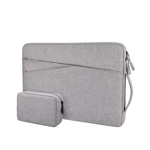 Polyester Laptop Liner Bag with Small Bag - Fits 14.1-15.4 Inch Devices - Hemp Grey