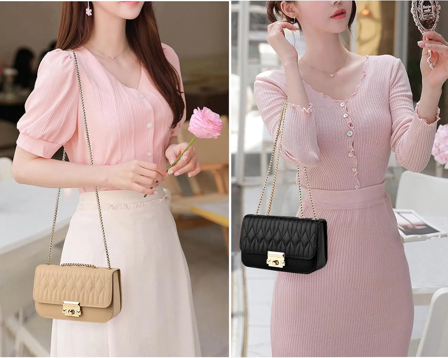 PORT&LOTUS Mini Shoulder Bag for Women PU Leather Small Bags for Women Little Tote Bag Women Purses