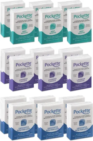 Premium 4 Ply Pocket Size Facial Tissues - 18 Packs of 10 (6 Packs of Each: Lavender, Mint, Unscented) | Super Strong and Now Even Softer, Recyclable