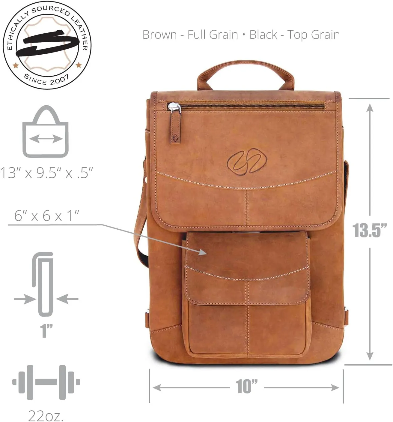 Premium Leather Crossbody Bag, Backpack for 14 MacBook Pro | Protective Carry Case for Apple Laptop VN