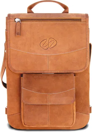 Premium Leather Crossbody Bag, Backpack for 14 MacBook Pro | Protective Carry Case for Apple Laptop VN