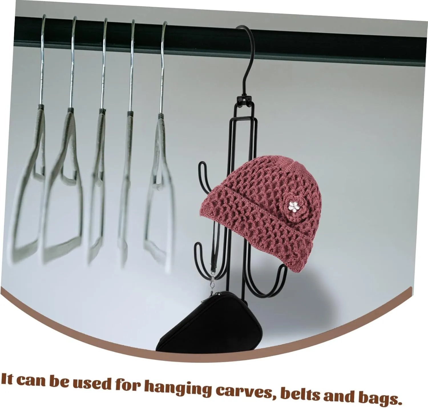 PRETYZOOM Closet Organization Rotatable Wardrobe Hanger Tie Belt Hanger Handbag Scarf Organizer