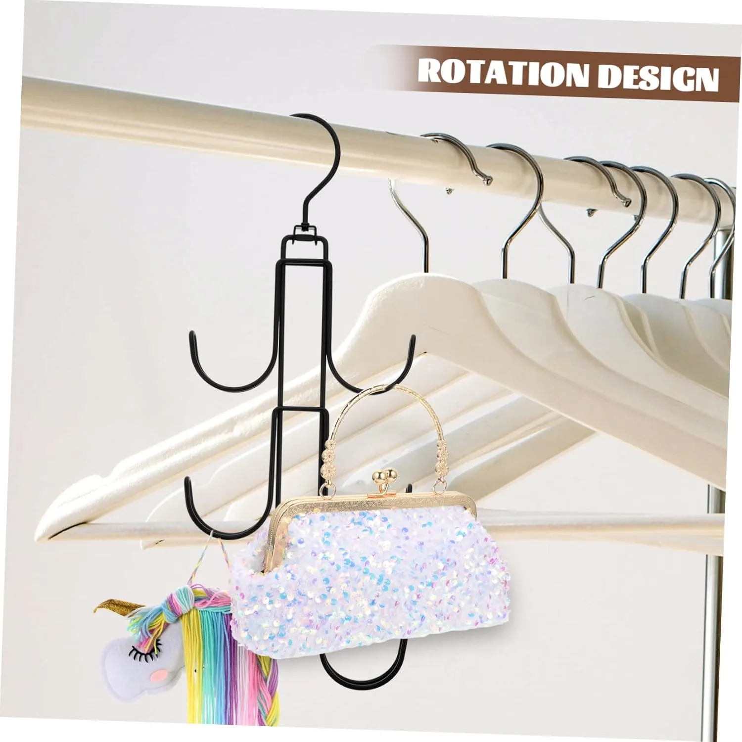 PRETYZOOM Closet Organization Rotatable Wardrobe Hanger Tie Belt Hanger Handbag Scarf Organizer