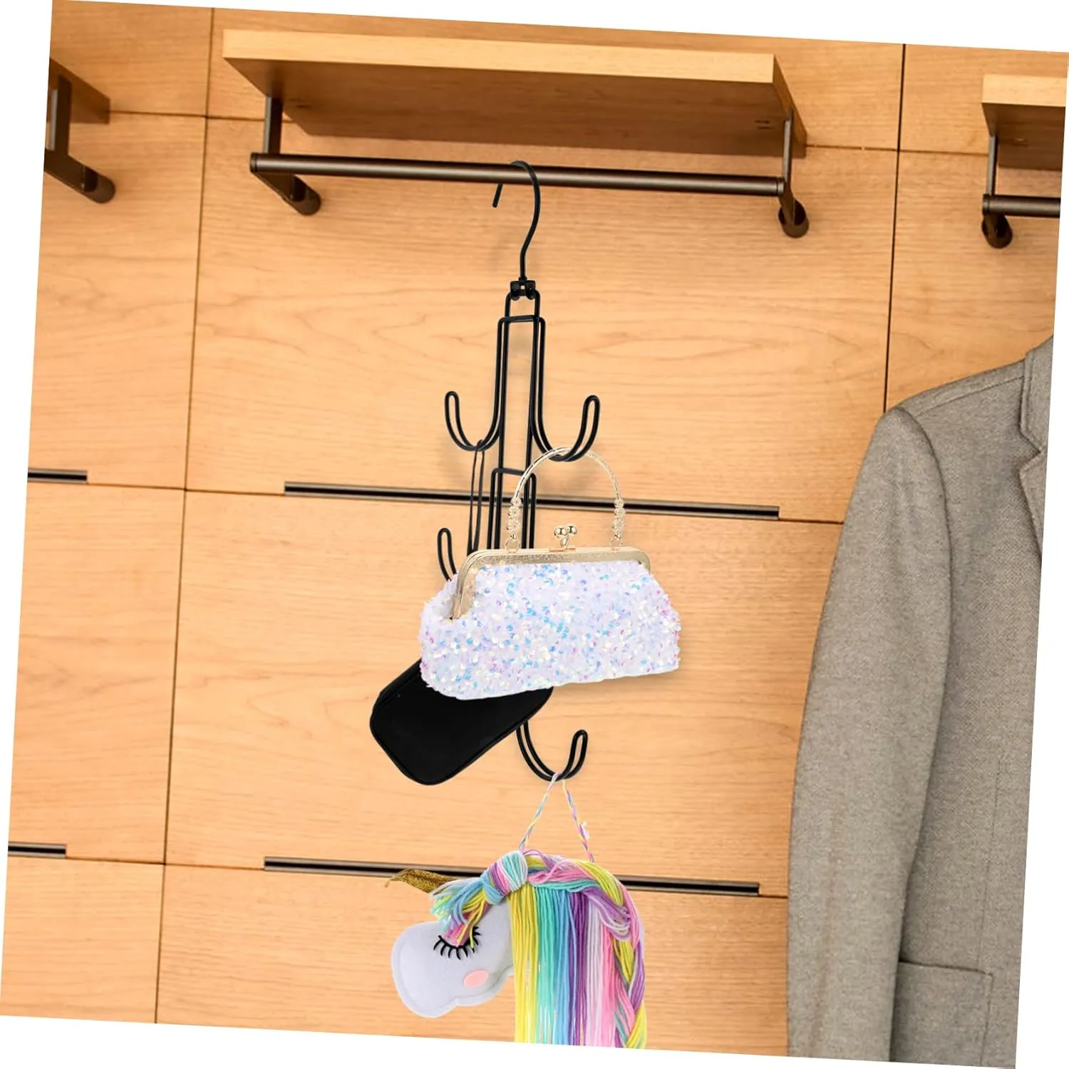 PRETYZOOM Closet Organization Rotatable Wardrobe Hanger Tie Belt Hanger Handbag Scarf Organizer