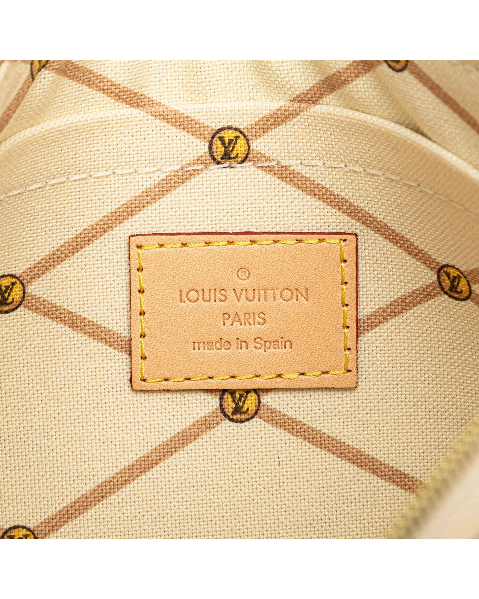 Printed Canvas Tote Bag with Leather Trim and Interior Zip Pocket