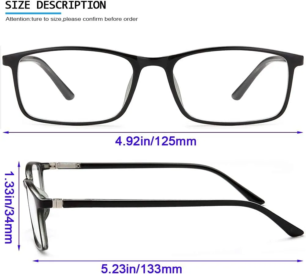 Professional Reading Glasses for Men/Women, Blue Light Blocking Computer Readers with Spring Hinges for Glare and UV Protection