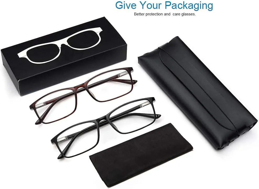Professional Reading Glasses for Men/Women, Blue Light Blocking Computer Readers with Spring Hinges for Glare and UV Protection
