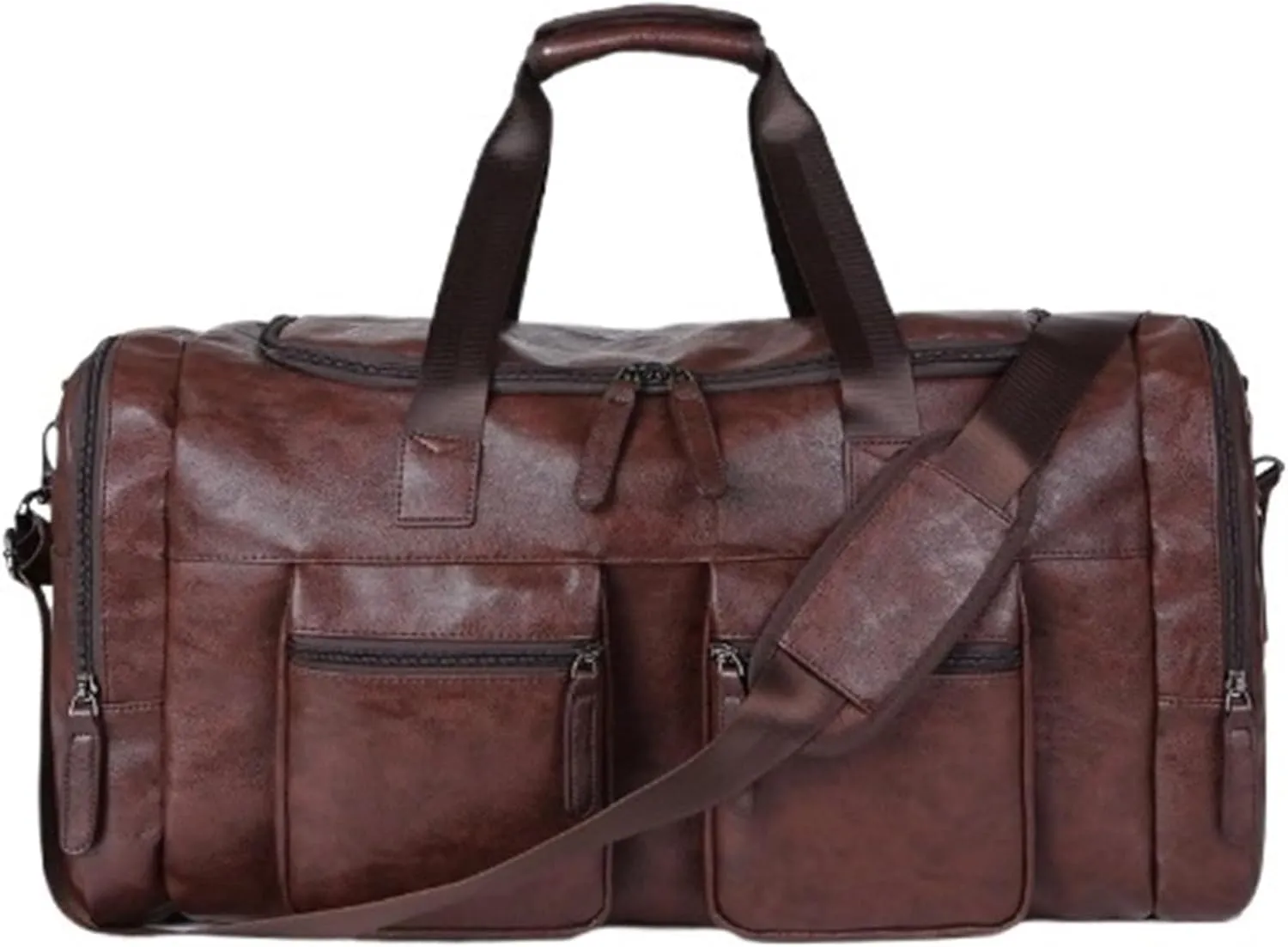Pu Leather Extra-large Capacity Travel Bag Men's Business Trip Duffel Bag Hand Bill Shoulder Travel Duffel Bag(2)