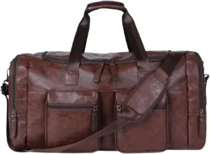Pu Leather Extra-large Capacity Travel Bag Men's Business Trip Duffel Bag Hand Bill Shoulder Travel Duffel Bag(2)