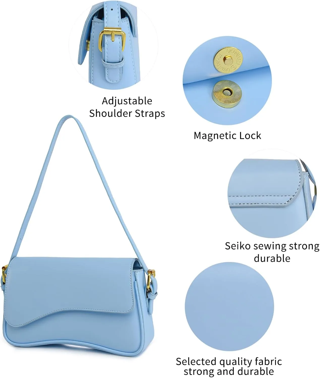 PU Leather Tote Bag for Women with 2 Removable Straps and Zipper Closure