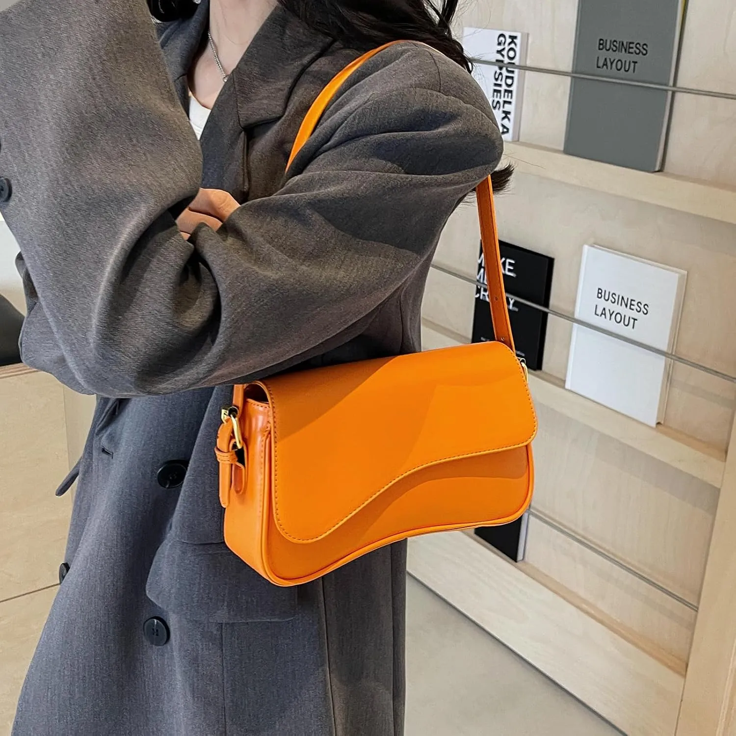 PU Leather Tote Bag for Women with 2 Removable Straps and Zipper Closure