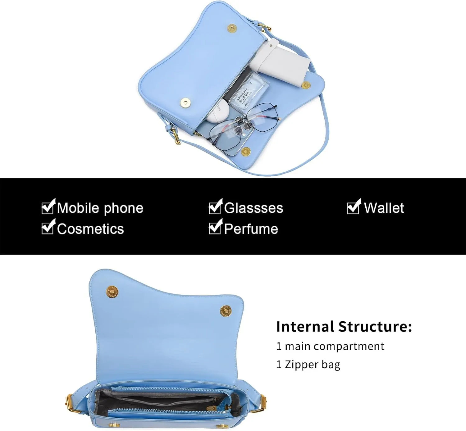 PU Leather Tote Bag for Women with 2 Removable Straps and Zipper Closure
