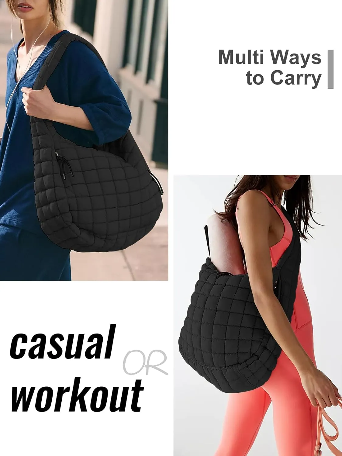 Puffer Tote Bag for Women initial Tote Bag Quilted Large Carryall Bag Puffy Cross-body Bag Hobo Handbags