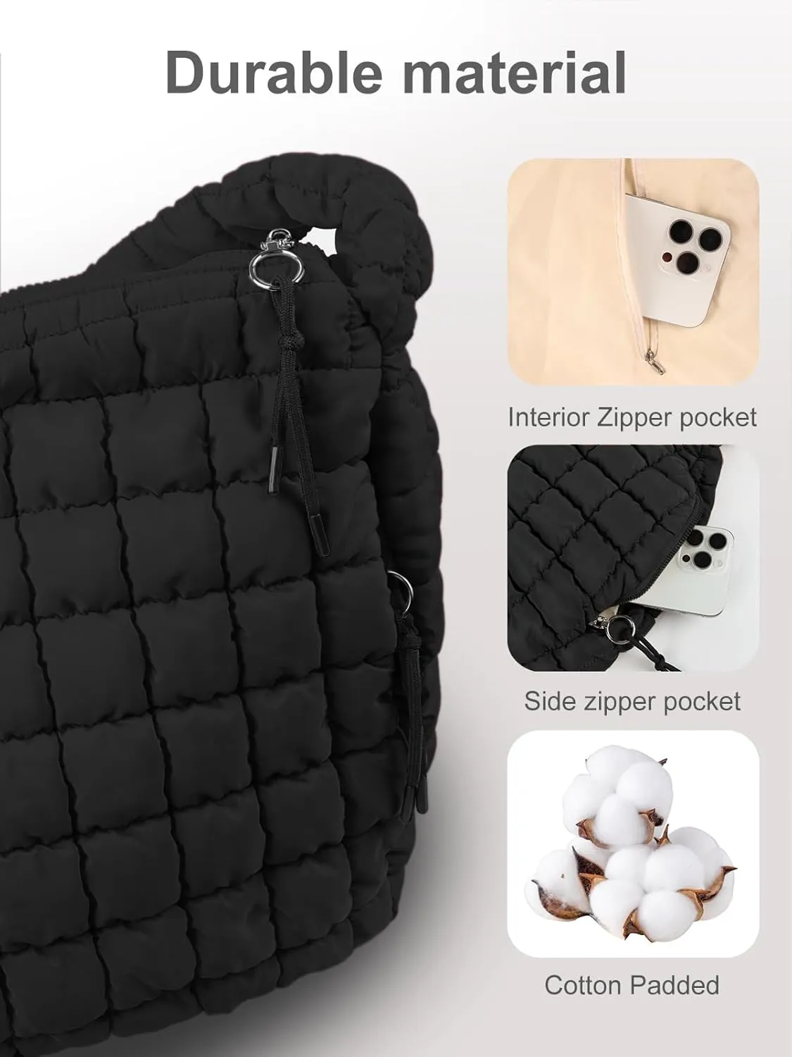 Puffer Tote Bag for Women initial Tote Bag Quilted Large Carryall Bag Puffy Cross-body Bag Hobo Handbags