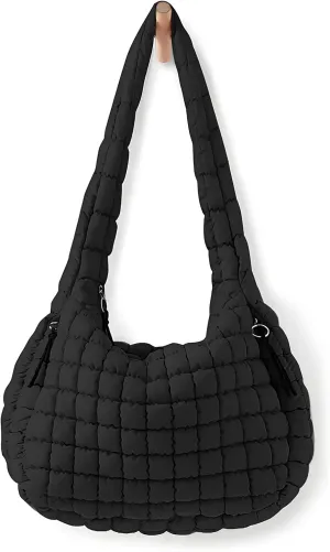 Puffer Tote Bag for Women initial Tote Bag Quilted Large Carryall Bag Puffy Cross-body Bag Hobo Handbags