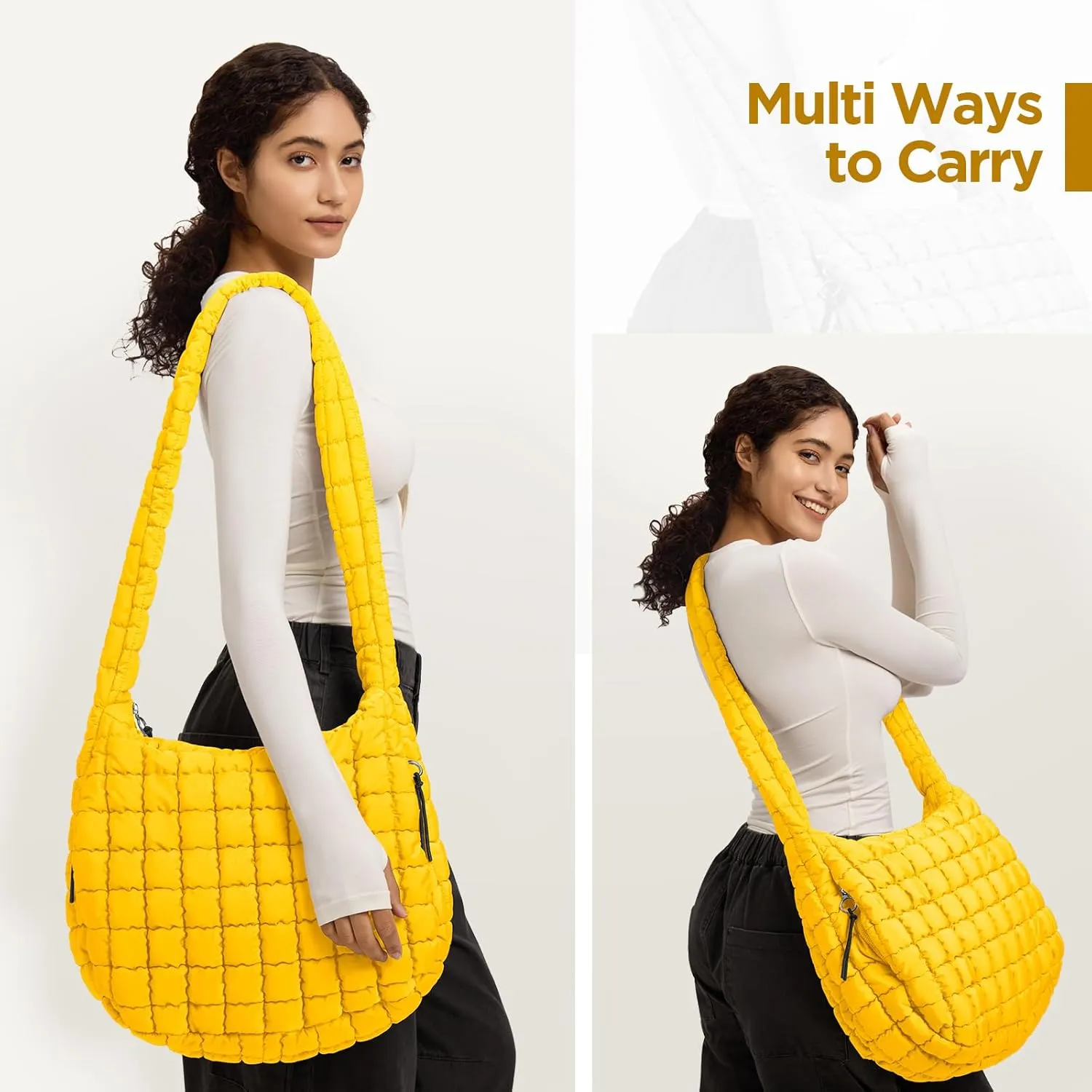 Puffer Tote Bag for Women Large Quilted Tote Bag Quilted Carryall Bag Soft Puffy Crossbody Bag Hobo Handbags Puff Purse