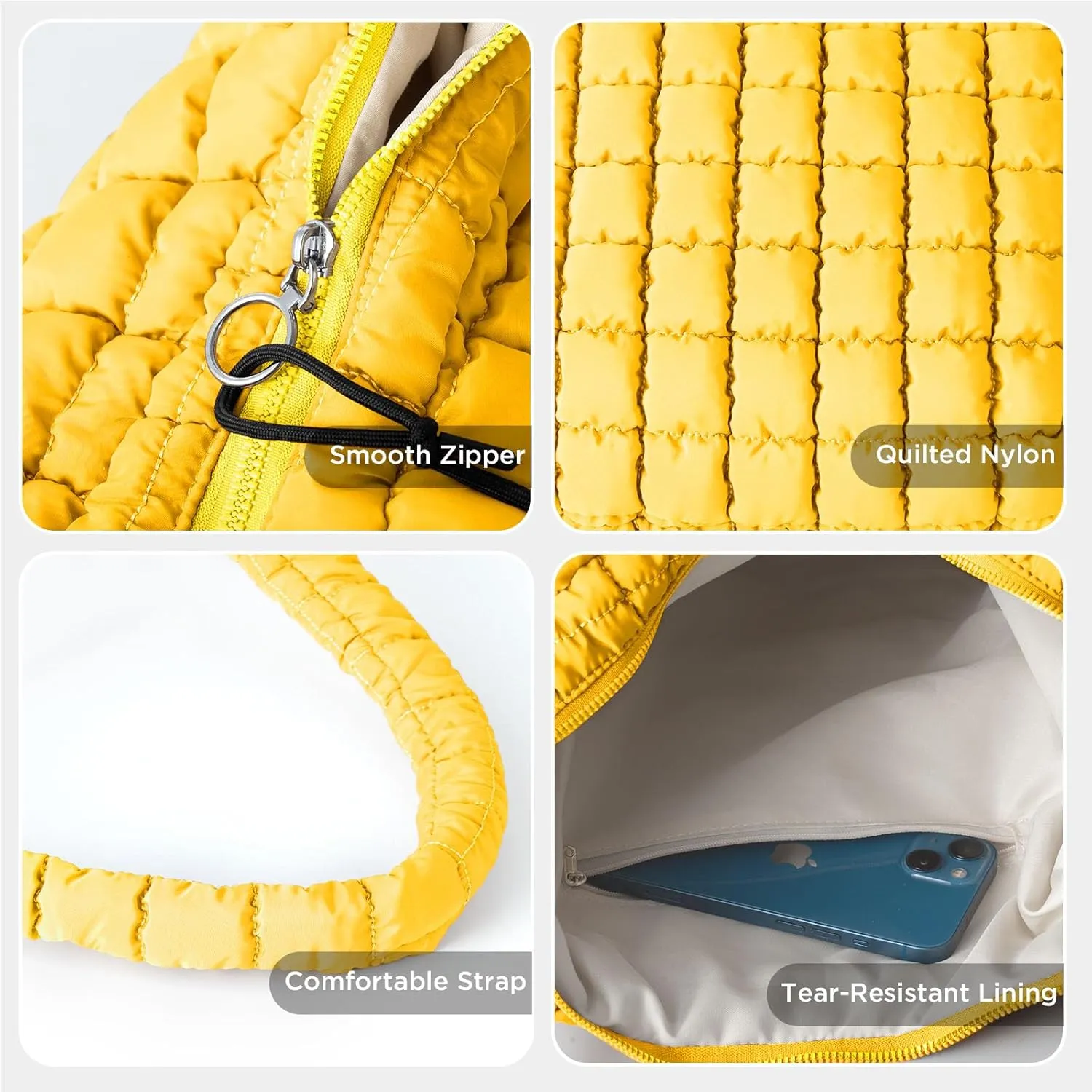 Puffer Tote Bag for Women Large Quilted Tote Bag Quilted Carryall Bag Soft Puffy Crossbody Bag Hobo Handbags Puff Purse
