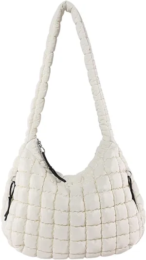 Puffer Tote Bag for Women Quilted Carryall Bags Large Crossbody Bag Puffy Shoulder Bag Lightweight Hobo Handbags