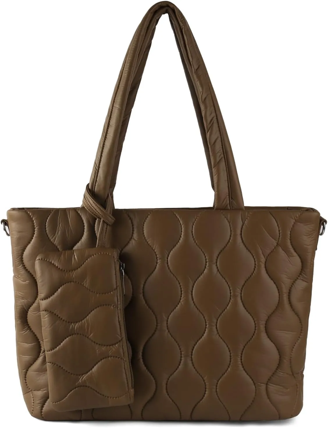 Puffer Tote Bag with zipper for Women, Large Quilted Handbags,Shoulder Bag,Top Handle Satchel for Travel,Work