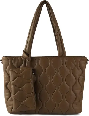 Puffer Tote Bag with zipper for Women, Large Quilted Handbags,Shoulder Bag,Top Handle Satchel for Travel,Work