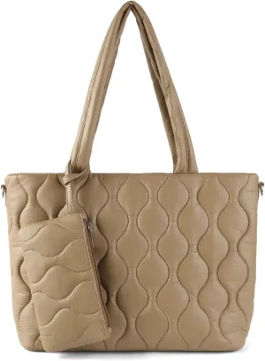 Puffer Tote Bag with zipper for Women, Large Quilted Handbags,Shoulder Bag,Top Handle Satchel for Travel,Work