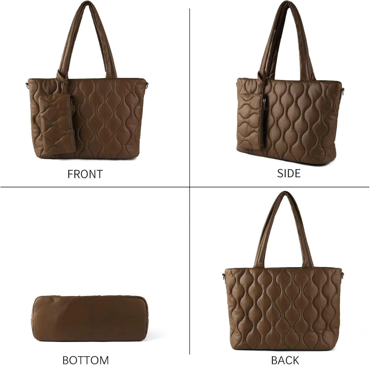 Puffer Tote Bag with zipper for Women, Large Quilted Handbags,Shoulder Bag,Top Handle Satchel for Travel,Work