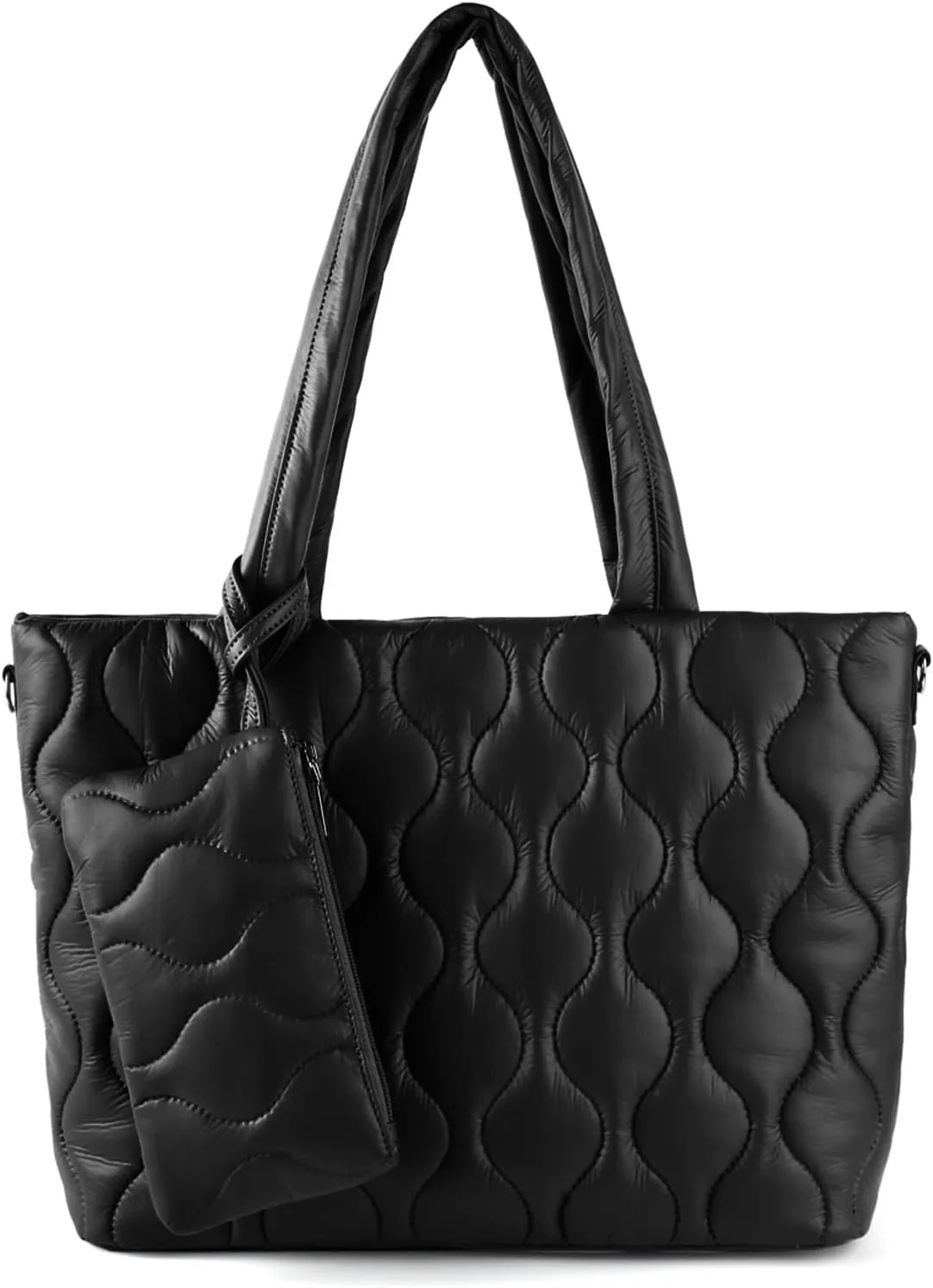 Puffer Tote Bag with zipper for Women, Large Quilted Handbags,Shoulder Bag,Top Handle Satchel for Travel,Work
