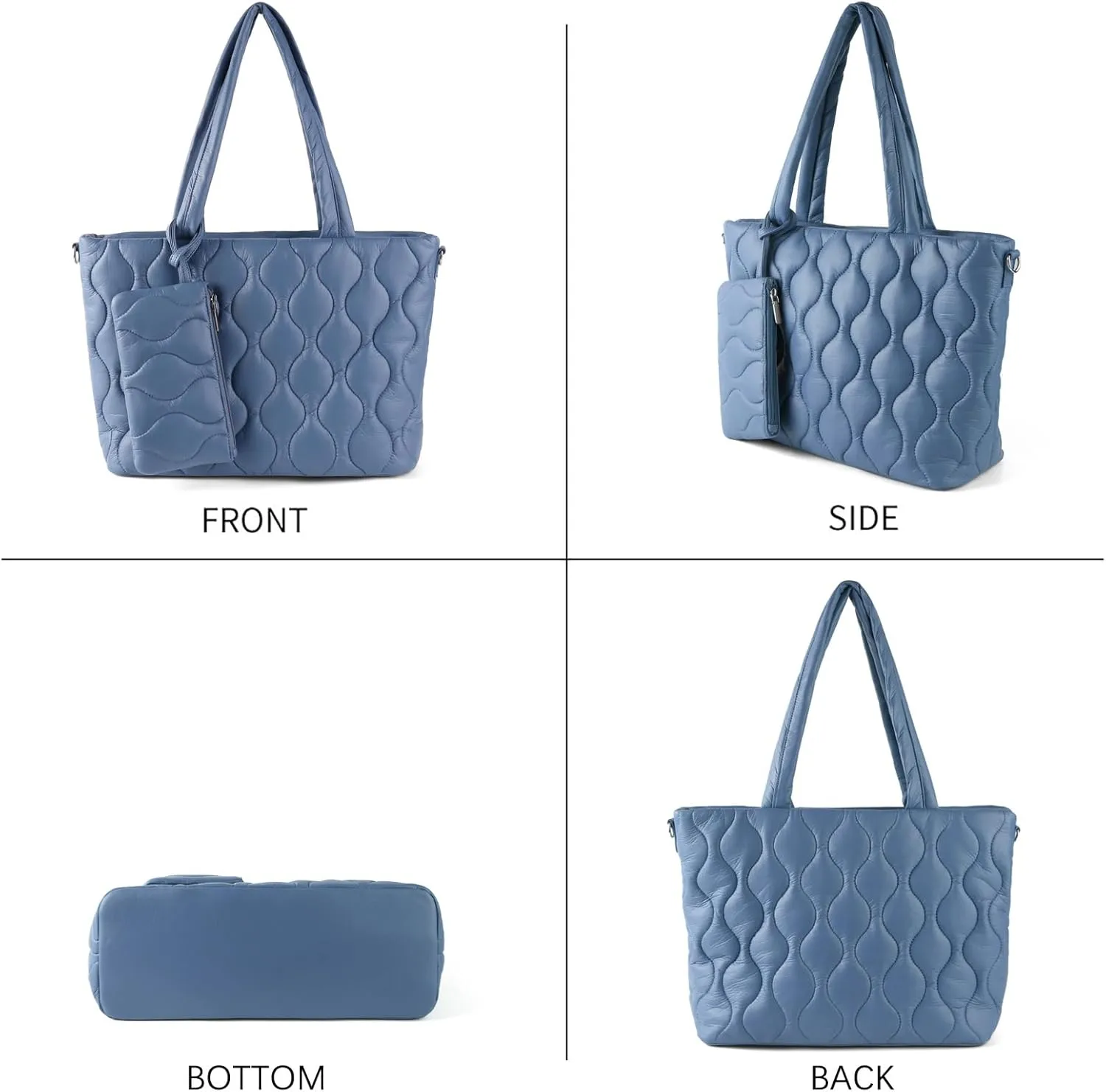 Puffer Tote Bag with zipper for Women, Large Quilted Handbags,Shoulder Bag,Top Handle Satchel for Travel,Work