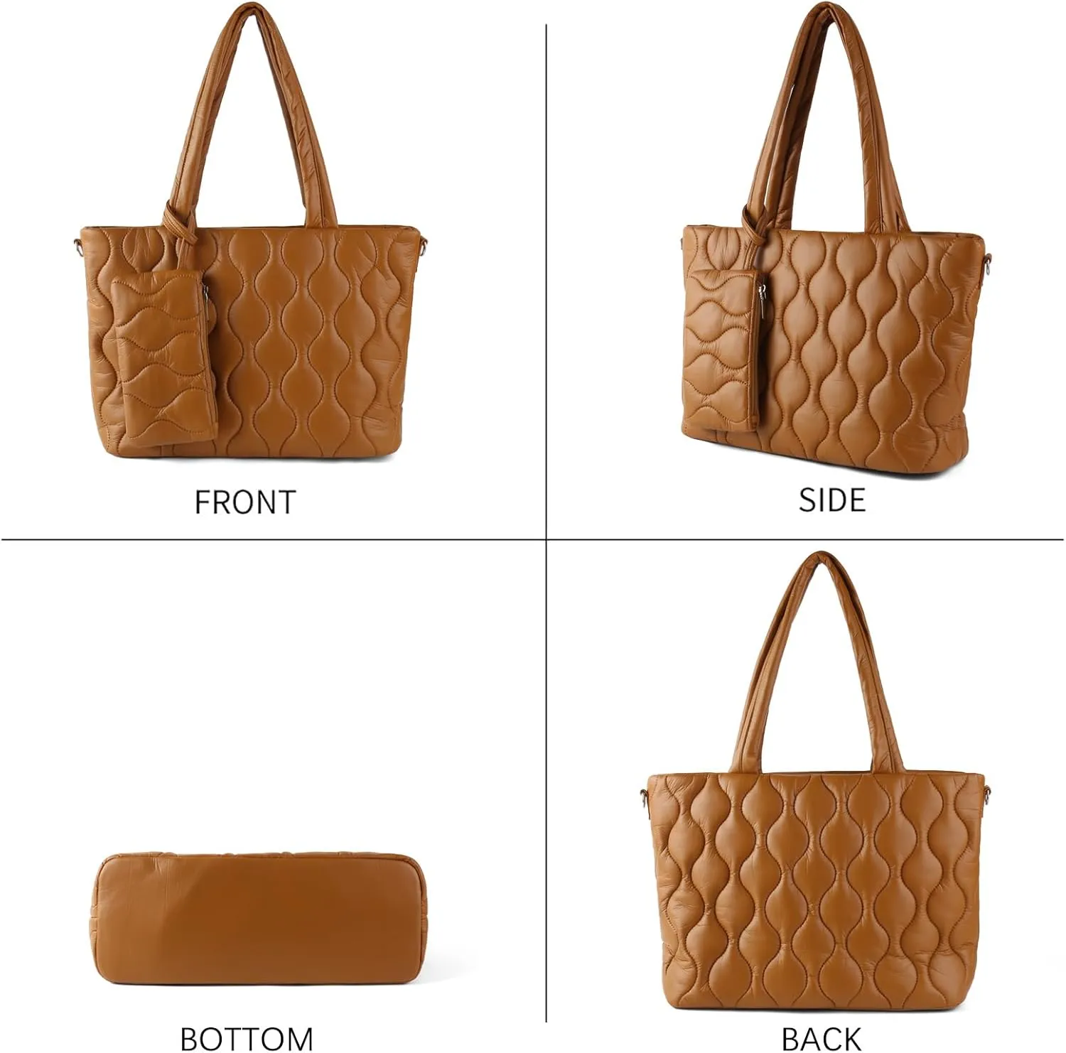 Puffer Tote Bag with zipper for Women, Large Quilted Handbags,Shoulder Bag,Top Handle Satchel for Travel,Work