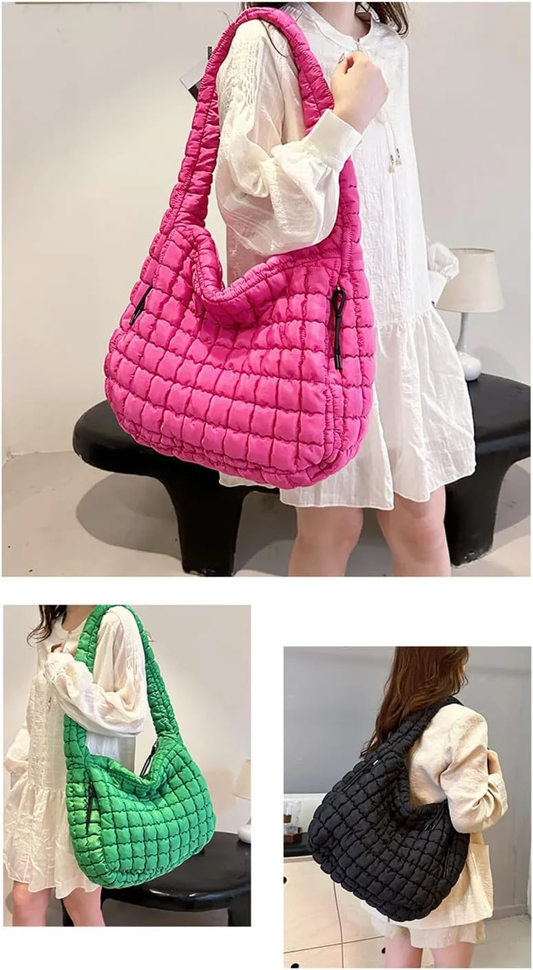 Puffer Tote Bag Women Quilted Crossbody Bag Large Shoulder Puffy 2025 Summer Beach Purse Cloud Bubble Gym Pleat Pad