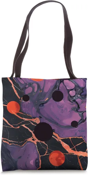 Purple Abstract Polka Dots with Bizarre Red Black Natural Tote Bag