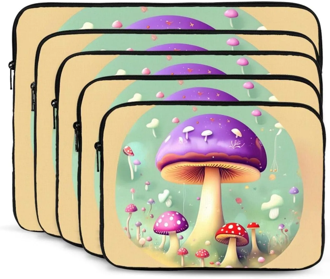 Purple Dream Mushroom Pattern Shockproof Portable Laptop 17 inch Sleeve Bag for Men and Women - Ideal for Business Travel, School, and Daily Use