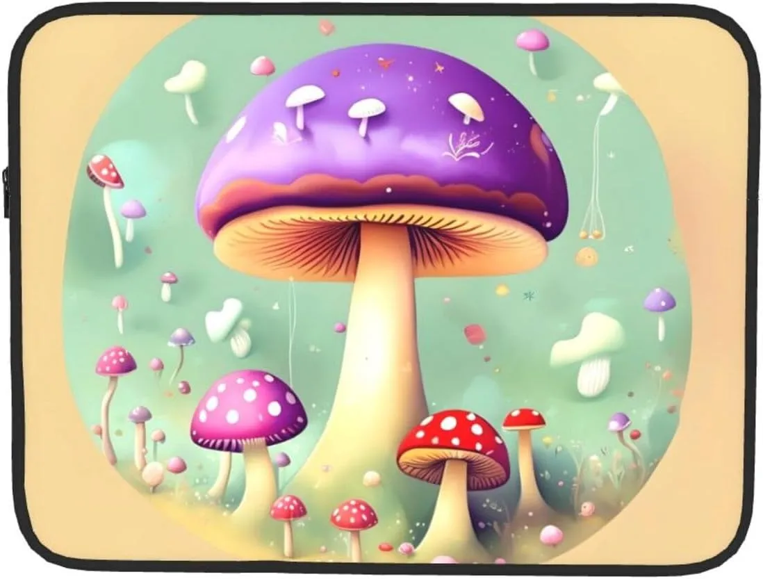 Purple Dream Mushroom Pattern Shockproof Portable Laptop 17 inch Sleeve Bag for Men and Women - Ideal for Business Travel, School, and Daily Use