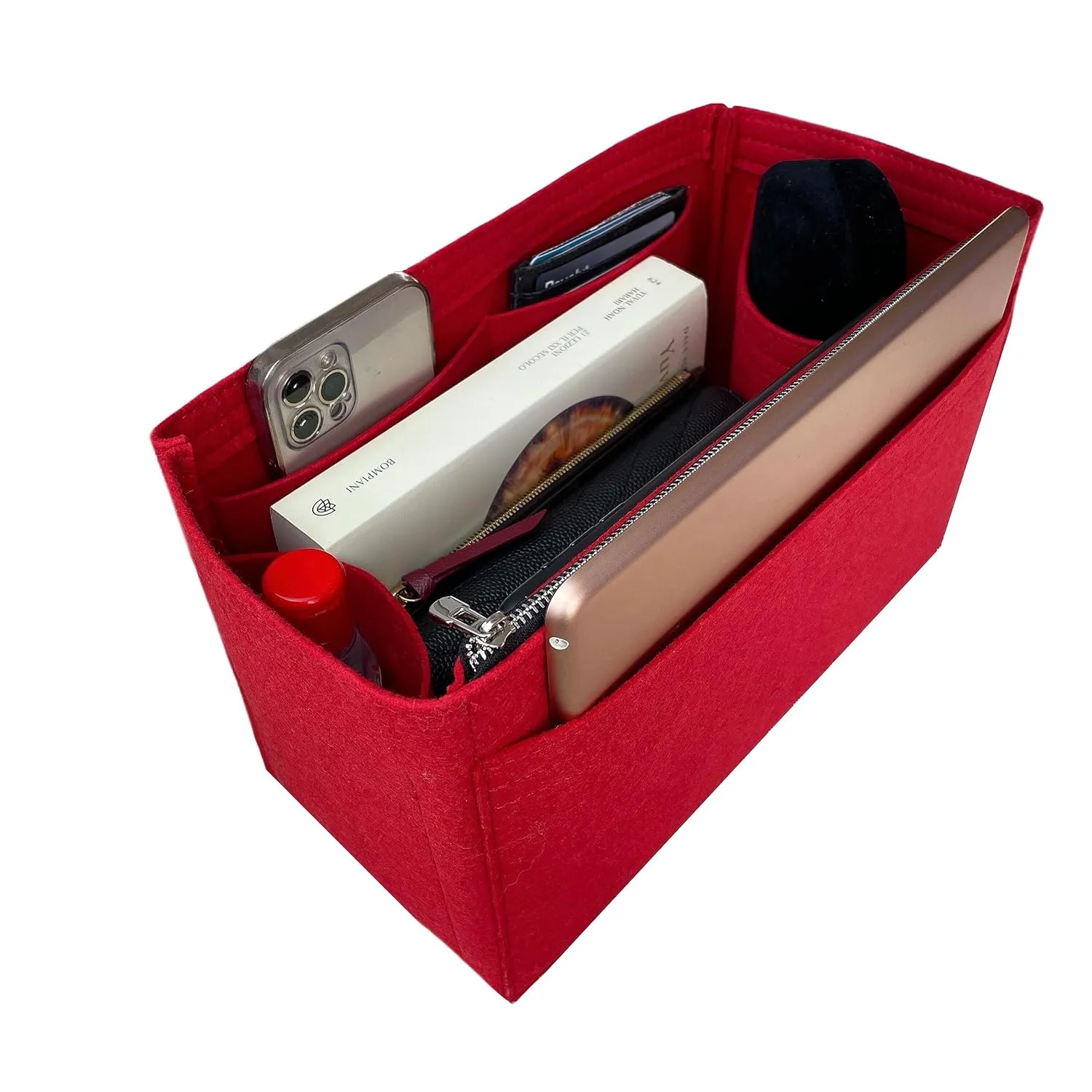 Purse Organizer for Lv Neonoe MM Bag Organizer, Noe Bag Organizer, Petit Noe Insert Organizer, Handmade Snug Sturdy 2mm Felt with Gold Zipper (For Noè BB, Sienna)