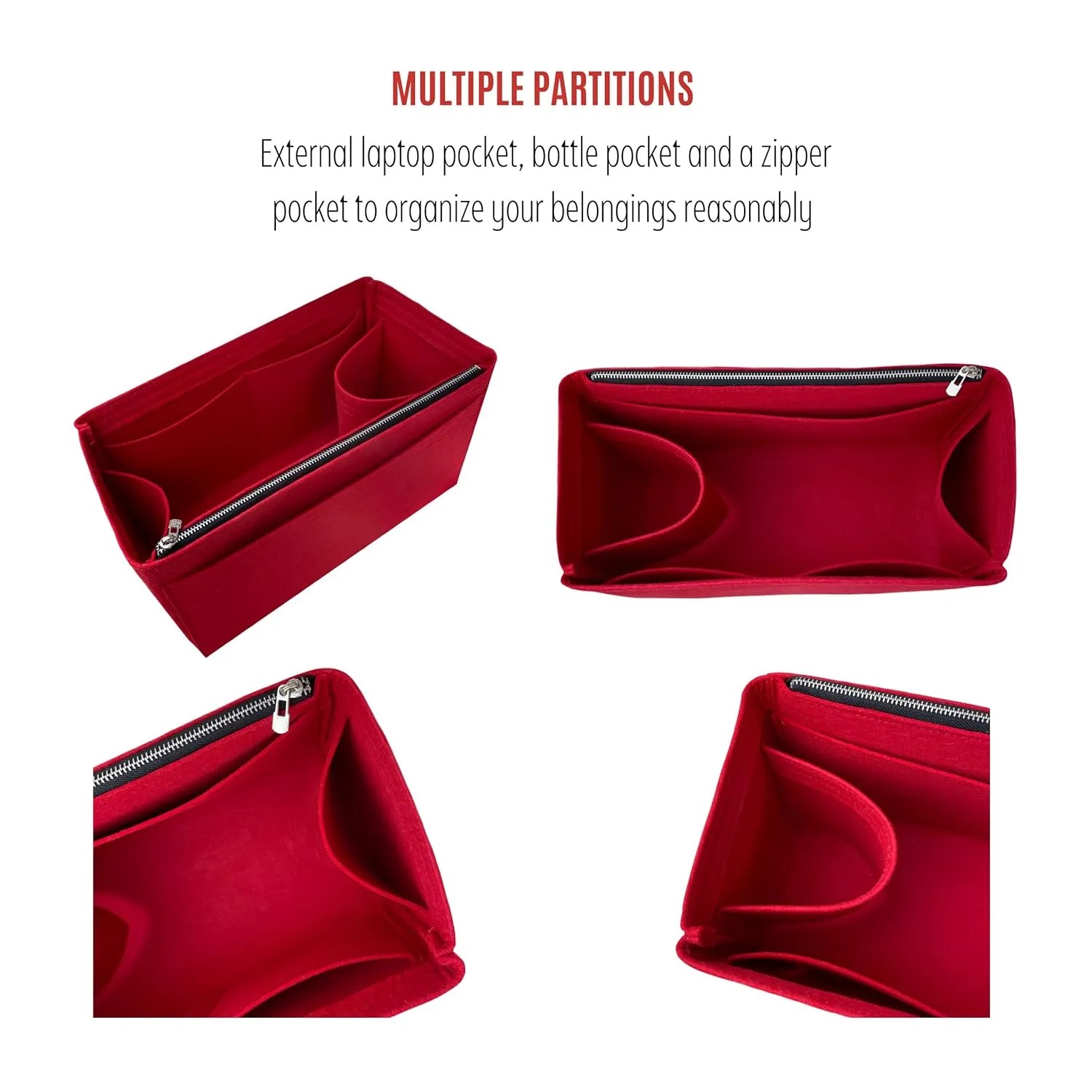 Purse Organizer for Lv Neonoe MM Bag Organizer, Noe Bag Organizer, Petit Noe Insert Organizer, Handmade Snug Sturdy 2mm Felt with Gold Zipper (For Noè BB, Sienna)